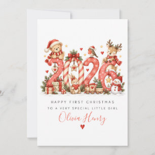 Tarjeta de Navidad personalizada para niña en su p