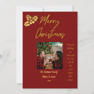 Tarjeta de Navidad personalizada para parejas Rojo