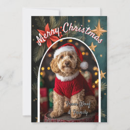 Tarjeta de Navidad personalizada para perro Golden