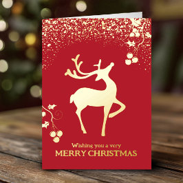 Tarjeta de Navidad personalizada simple reno rojo 