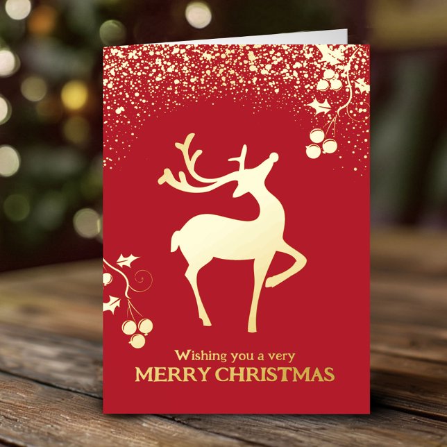 Tarjeta de Navidad personalizada simple reno rojo  (Subido por el creador)