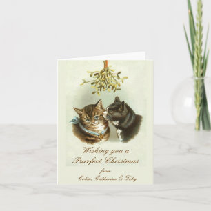 Tarjeta de Navidad personalizada Vintage para gato