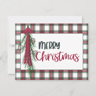 Tarjeta de Navidad Plaid Personalizado Merry