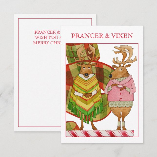 TARJETA DE NAVIDAD PLANA 3.5x5 PRANCER VIXEN (Anverso / Reverso)