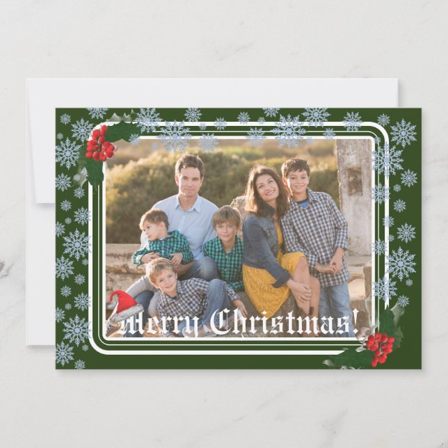 Tarjeta de Navidad plana con foto navideña (Anverso)