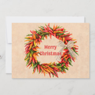 Tarjeta de Navidad plana de Corona de Ristra del S