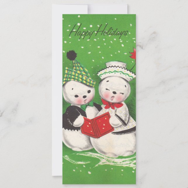 Tarjeta de Navidad plana de pareja Snowman (Anverso)