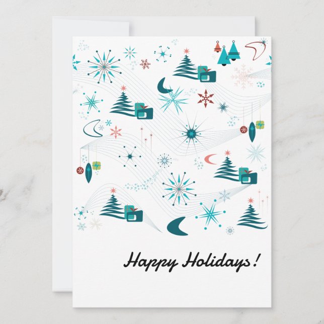 Tarjeta de Navidad plana de Retro A Go-Go Christma (Anverso)