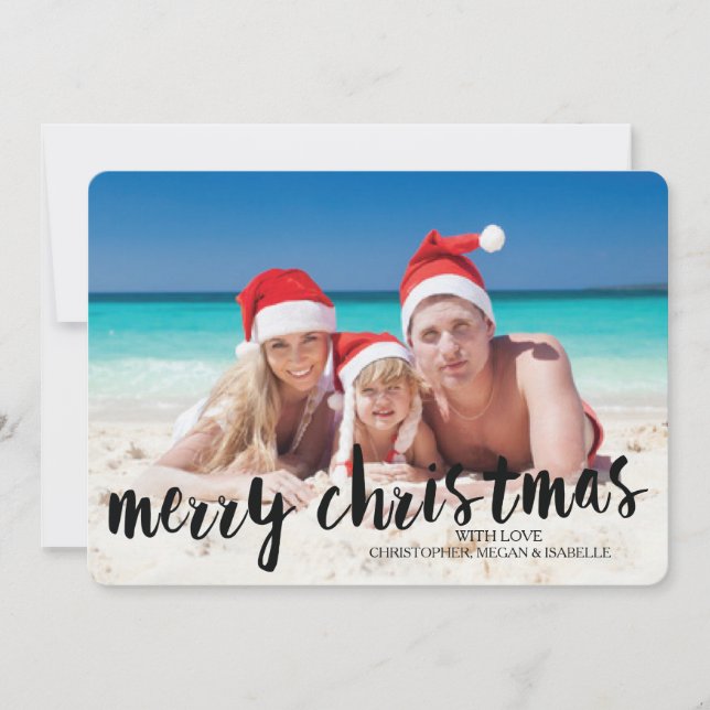 Tarjeta de Navidad plana de vacaciones tropicales (Anverso)