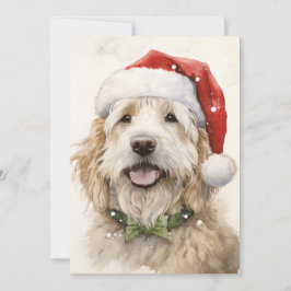 Tarjeta de Navidad plana del perro de Santa