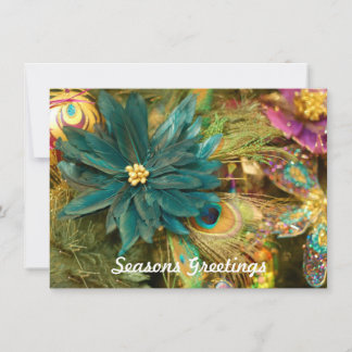 Tarjeta de Navidad plana del Poinsettia de la