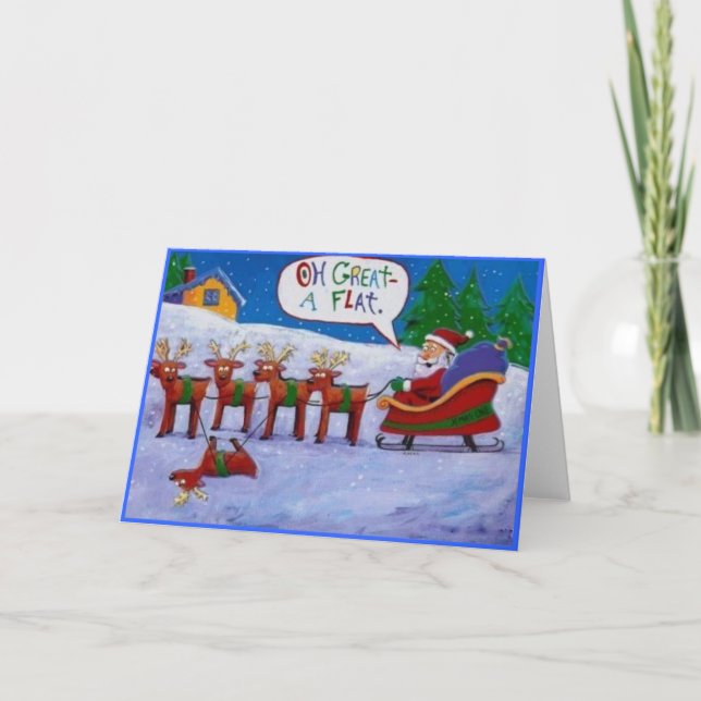 Tarjeta de Navidad plana del reno (Anverso)