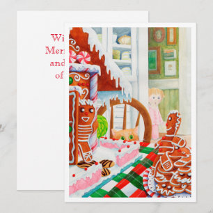 Tarjeta de Navidad plana GINGERBREAD SORPRISE 5.5x