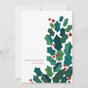 Tarjeta de Navidad plana Holly Spray