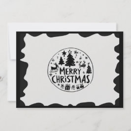 Tarjeta de navidad plana negra con navidad navideñ