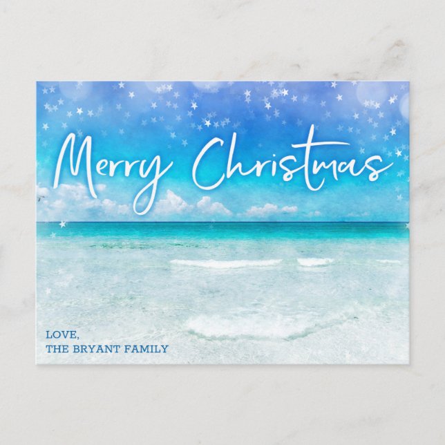 TARJETA DE NAVIDAD | Playa de Florida Azul Tropica (Anverso)