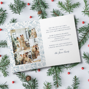 Tarjeta de Navidad plegable vintage de pájaro y pi