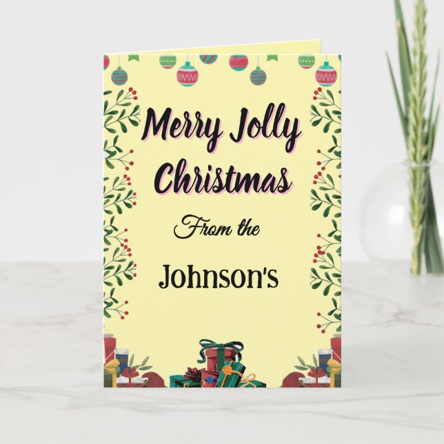 Tarjeta de Navidad plegada alegre y festiva (Anverso)