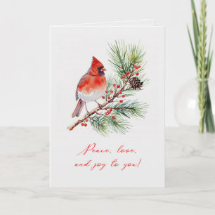 Tarjeta de Navidad Plegada Cardenal Pájaro Rojo