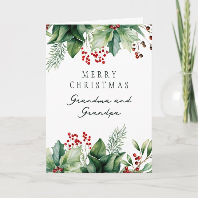 Tarjeta de Navidad plegada de Abuela y Abuelo (Anverso)