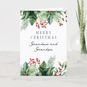 Tarjeta de Navidad plegada de Abuela y Abuelo