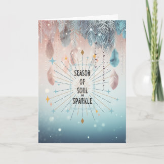 Tarjeta de Navidad plegada de estilo boho sin foto