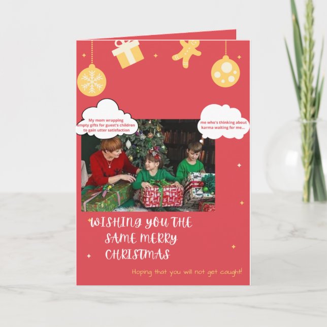 Tarjeta de navidad plegada de merry (Anverso)
