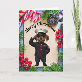 Tarjeta de Navidad plegada de perro de Infantería 