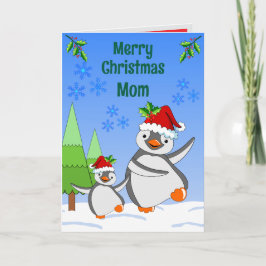 Tarjeta de Navidad plegada de Pingüinos