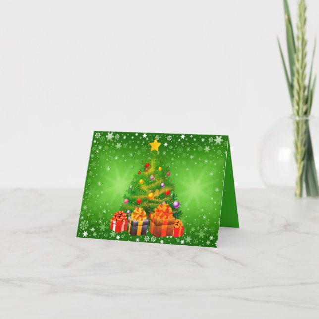 Tarjeta de Navidad plegada de Santa Claus de alegr (Anverso)