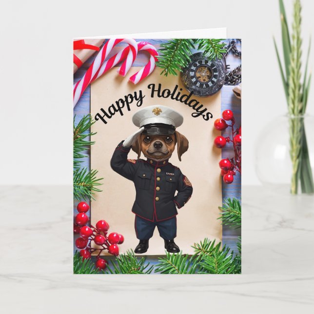 tarjeta de Navidad plegada del perro marino de las (Anverso)