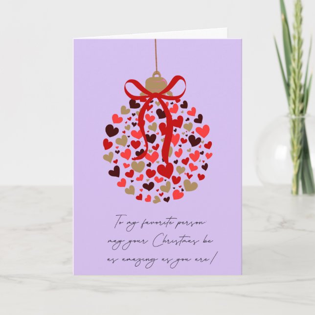 Tarjeta de Navidad plegada Love Hearts (Anverso)