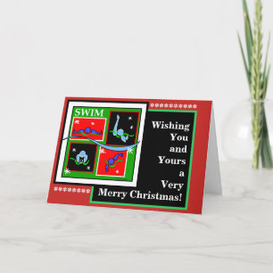 Tarjeta de Navidad plegada para nadadores