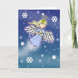 Tarjeta de Navidad poco ángel del copo de nieve