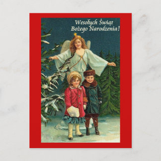 TARJETA DE NAVIDAD POLACA CON ÁNGELES y NIÑOS