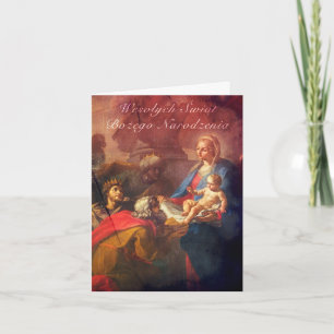 Tarjeta de Navidad polaca/inglesa - adoración
