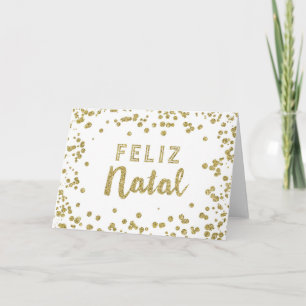 Tarjeta de Navidad portuguesa del confeti del oro