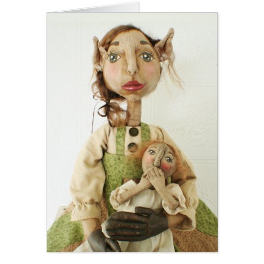 Tarjeta de Navidad primitiva de la muñeca del arte