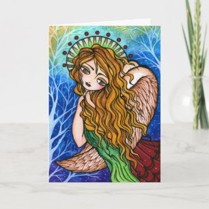 Tarjeta de Navidad primitiva del ángel de la