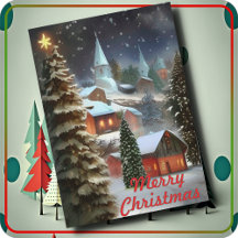 Tarjeta de Navidad - Pueblo navideño cubierto de n