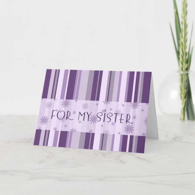 Tarjeta de Navidad Purple Stripes Herster Merry (Anverso)