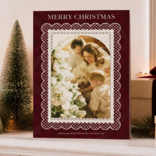 Tarjeta de Navidad "Qué Año" Cuadro de Burgundy