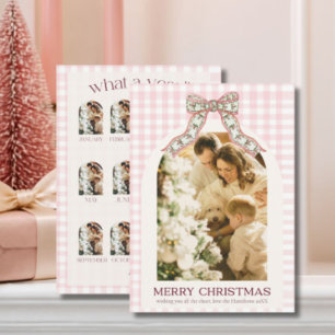Tarjeta de Navidad 'Qué Año Cuadros Rosas 12