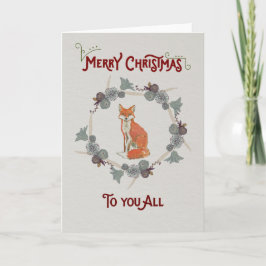 Tarjeta de Navidad que ofrece un zorro