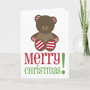 Tarjeta de Navidad rayada del oso