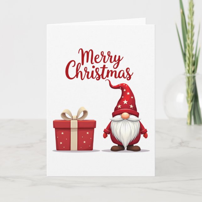 Tarjeta de Navidad Red Gnome (Anverso)