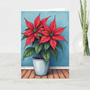 Tarjeta de Navidad Red Star Bloom
