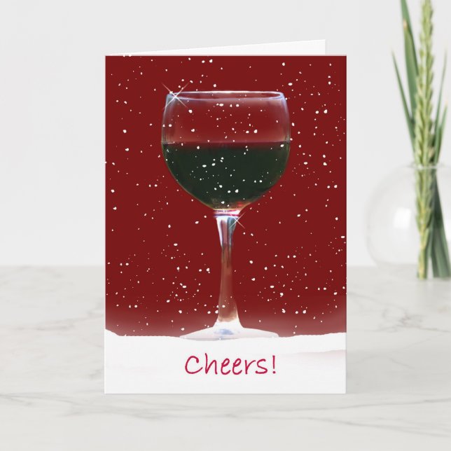 Tarjeta de navidad "Red Wine Cheers" (Anverso)