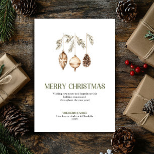 Tarjeta de Navidad refinada Ornamento Sage Beige M