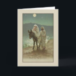 Tarjeta de Navidad religiosa alemana del vintage<br><div class="desc">Tarjeta alemana retra/del vintage del navidad de felicitación.  ¡Escena preciosa de Maria y del bebé Jesús en un burro con José en su lado!  ¡Fröhliche Weihnachten!  ¡Felices Navidad!</div>